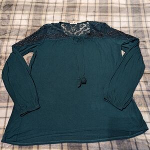 Elegant Teal Lace Women's Top